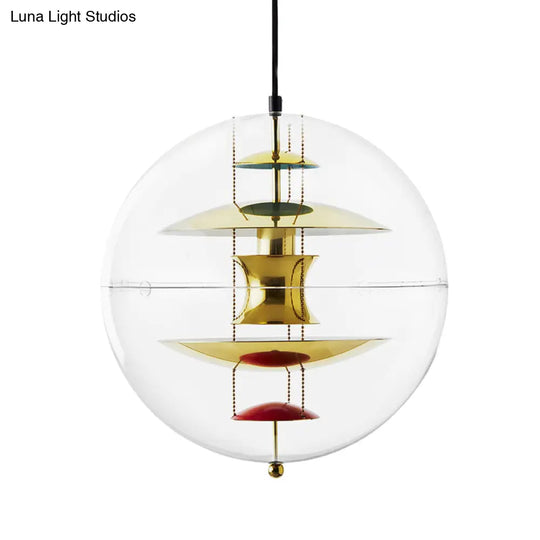 Modernist Clear Acrylic Ball Ceiling Light With Contemporary Disc Deco - White/Gold/Silver