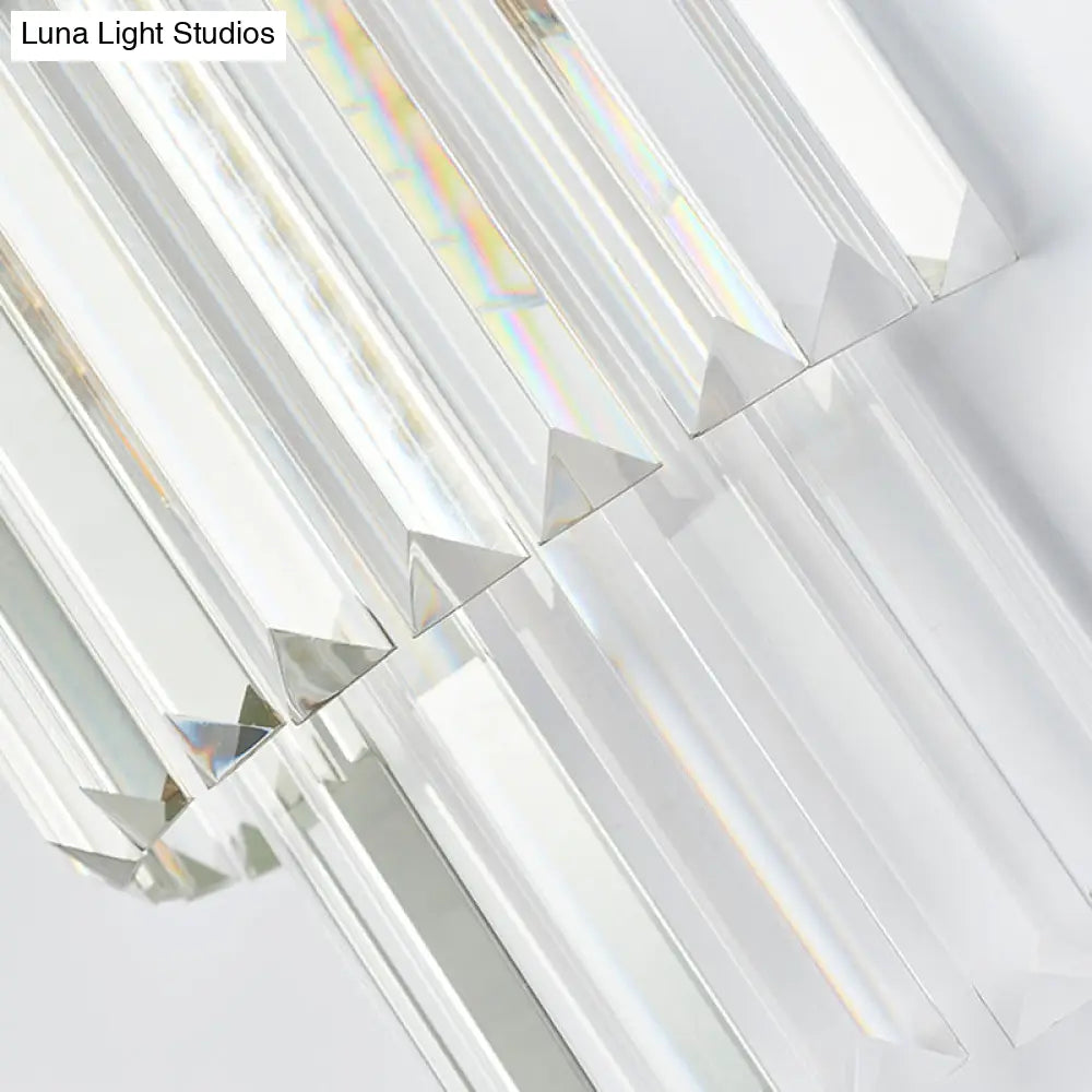 Modernist Clear Crystal Cylinder Wall Lighting Fixture - 2 Lights Golden Sconce Lamp (18/21.5