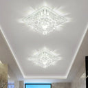 Modernist Crystal Block Flushmount Ceiling Light With Led - White/Warm Clear / Warm