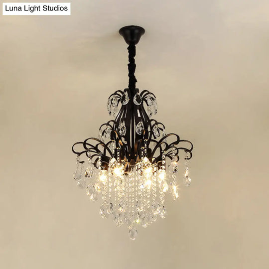 Modernist Style Crystal Chandelier With 3/6 Heads - Black/Gold Ceiling Pendant Light For Bedroom