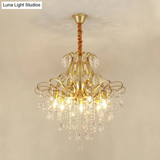 Modernist Style Crystal Chandelier With 3/6 Heads - Black/Gold Ceiling Pendant Light For Bedroom