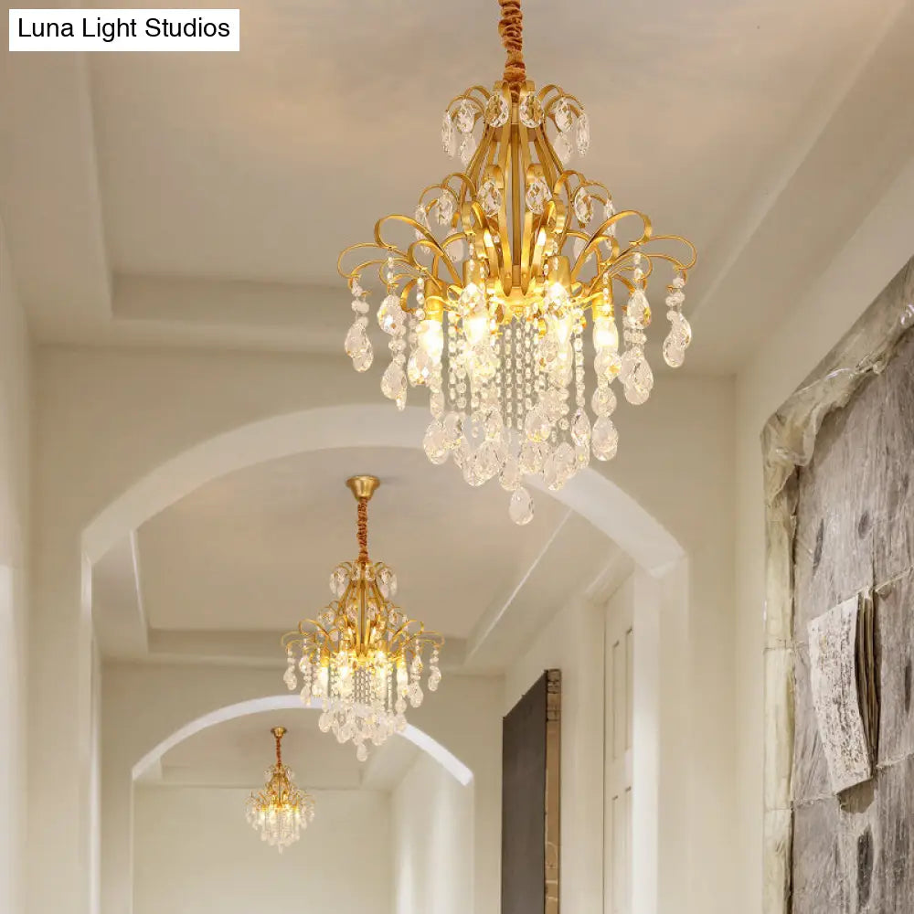 Modernist Style Crystal Chandelier With 3/6 Heads - Black/Gold Ceiling Pendant Light For Bedroom