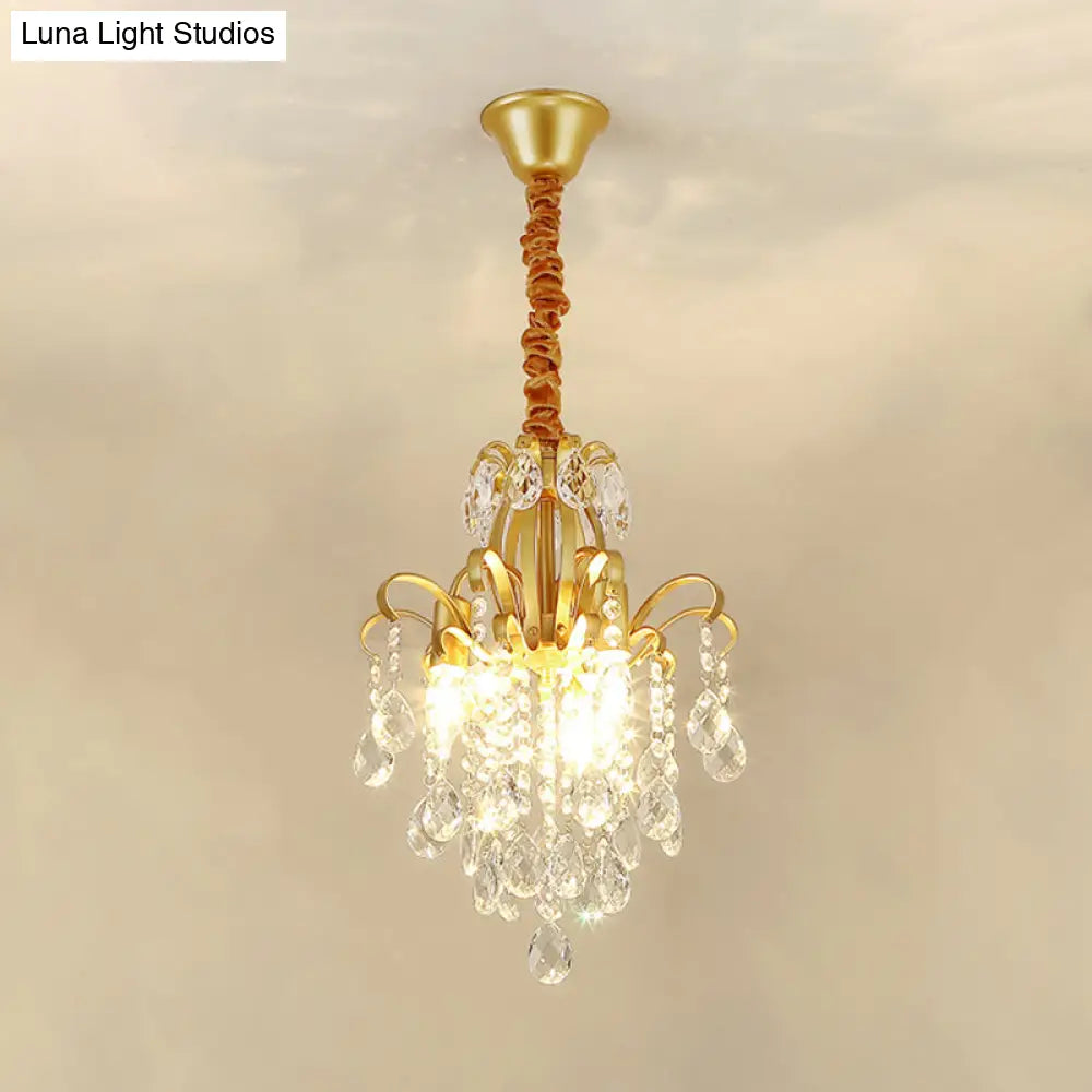 Modernist Crystal Chandelier Pendant Light With 3/6 Heads In Black/Gold - Perfect For Bedroom