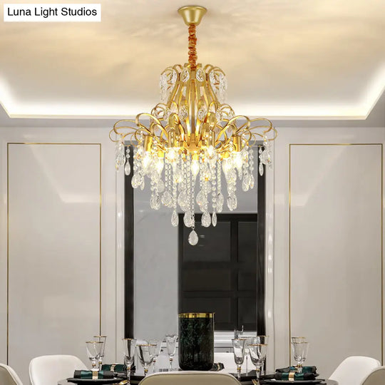 Modernist Style Crystal Chandelier With 3/6 Heads - Black/Gold Ceiling Pendant Light For Bedroom 7 /