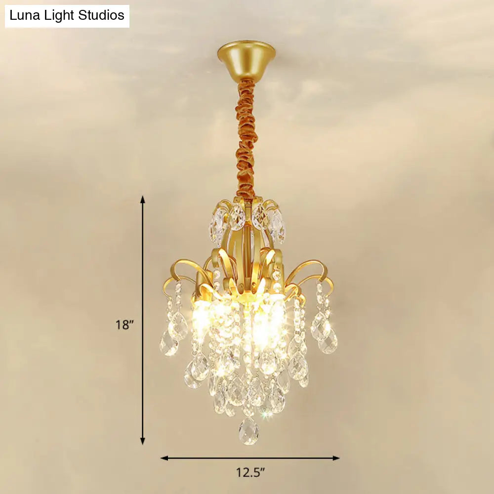 Modernist Crystal Chandelier Pendant Light With 3/6 Heads In Black/Gold - Perfect For Bedroom