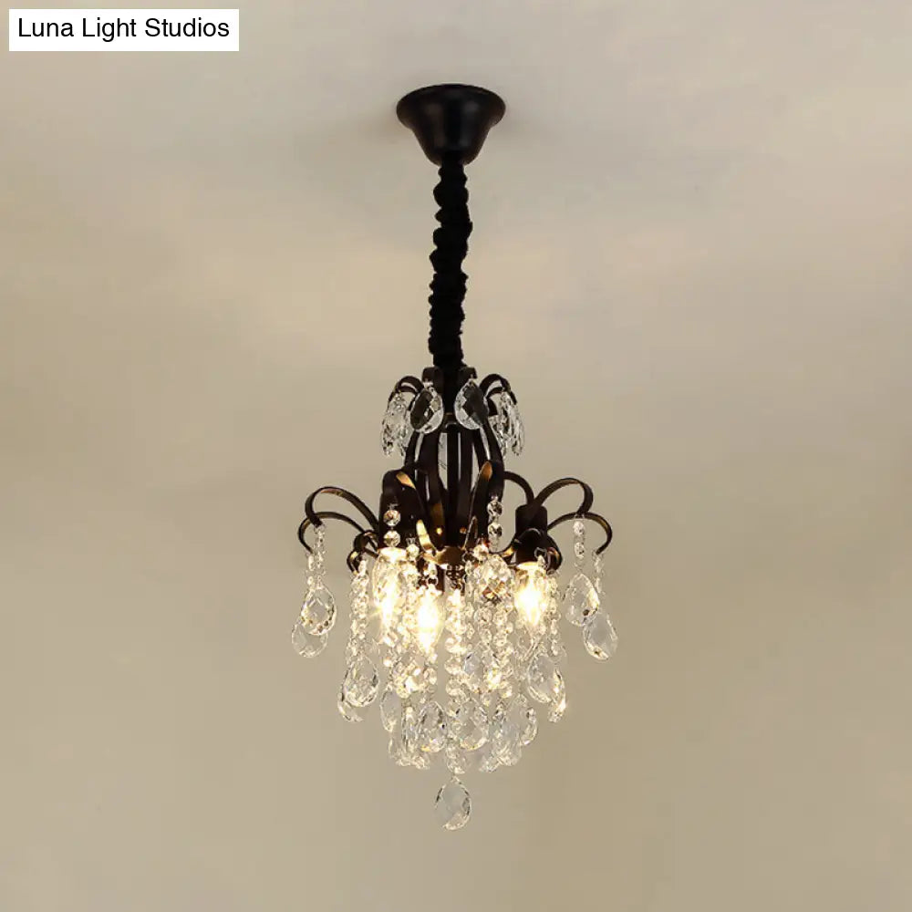 Modernist Style Crystal Chandelier With 3/6 Heads - Black/Gold Ceiling Pendant Light For Bedroom