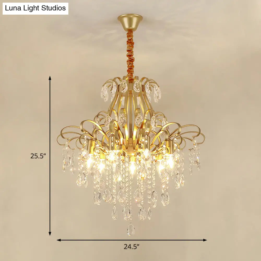 Modernist Crystal Chandelier Pendant Light With 3/6 Heads In Black/Gold - Perfect For Bedroom