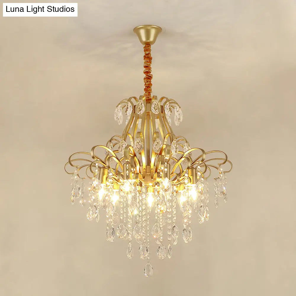 Modernist Crystal Chandelier Pendant Light With 3/6 Heads In Black/Gold - Perfect For Bedroom