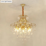 Modernist Crystal Chandelier Pendant Light With 3/6 Heads In Black/Gold - Perfect For Bedroom