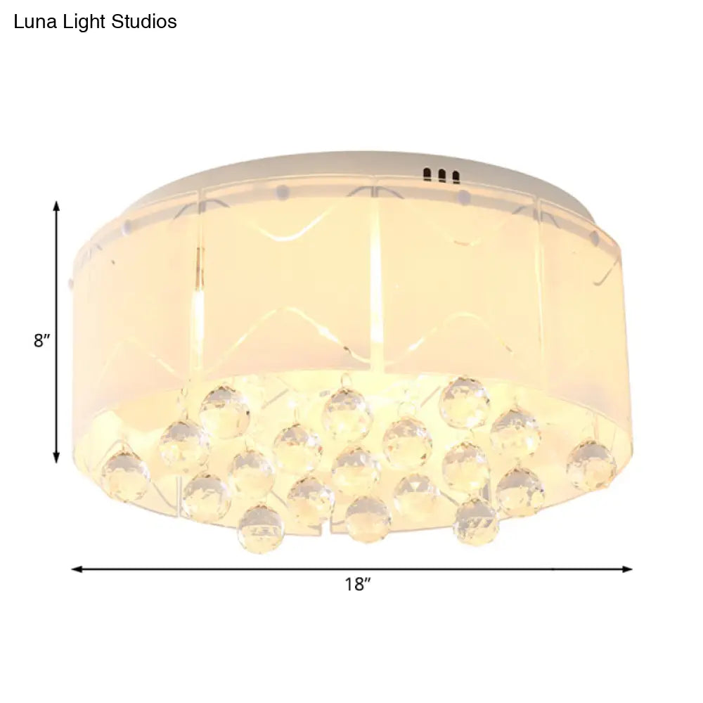 Modernist Crystal Flush Mount Lighting With Multi Lights - 18’/19.5’ Wide White Led Fixture