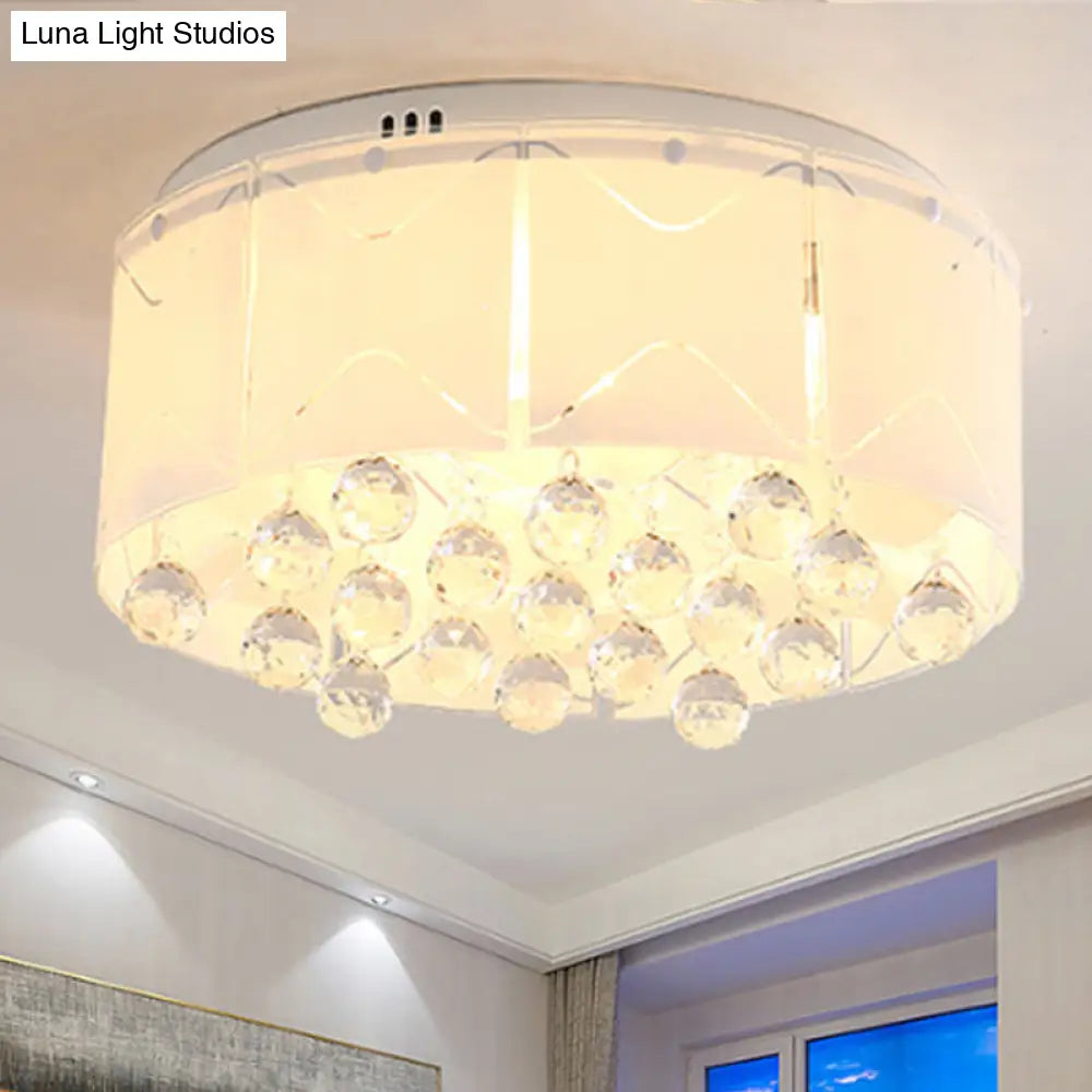 Modernist Crystal Flush Mount Lighting With Multi Lights - 18/19.5 Wide White Led Fixture