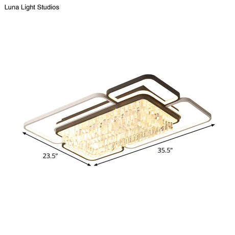 Modernist Crystal Prisms Led Ceiling Flush Mount Light - Black - White Flushmount For Living Room