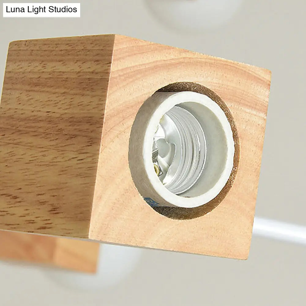 Modern Curved Arm Pendant Chandelier With Multi Lights And Wood Detailing