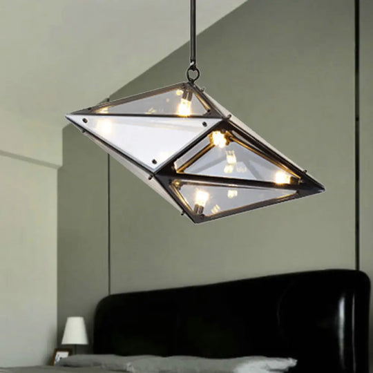 Florence - Modernist Amber/Smoke Glass Pendant Lamp | Horizontal/Vertical Diamond Smoke Gray / 23.5