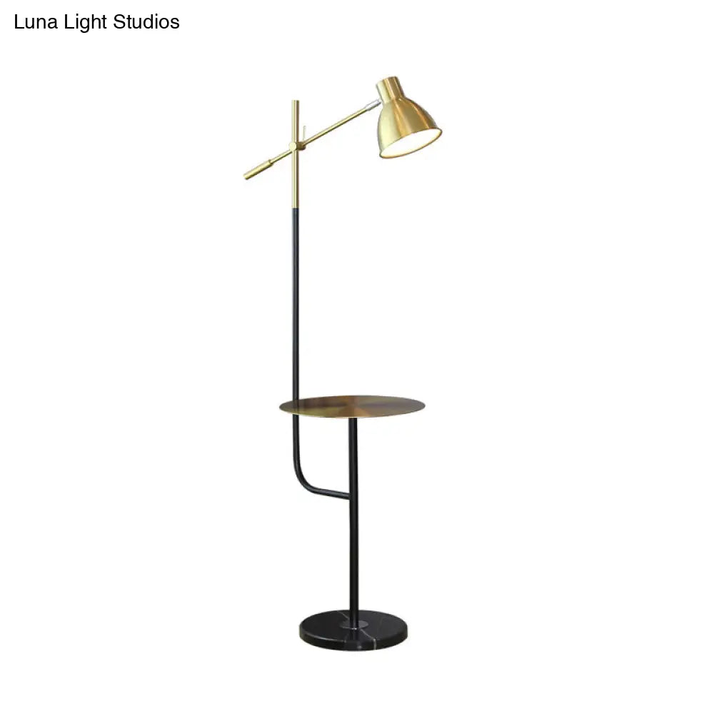 Modernist Dome Floor Lamp With Balance Arm - Gold/Black