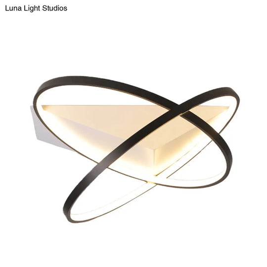 Modernist Dual Rings Led Flush Mount Ceiling Lamp In Black 16.5/20.5 W