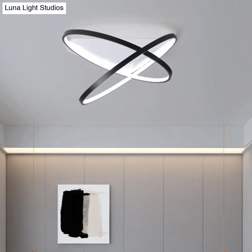 Modernist Dual Rings Led Flush Mount Ceiling Lamp In Black 16.5/20.5 W / 16.5