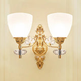 Modernist Glass Cone Wall Mount Light With Crystal Accent - Gold Finish 2 /