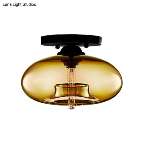 Modernist Glass Flush Ceiling Light Fixture - Oblong Shape 1 Sky Blue/Amber/Smoke Gray/Coffee 11’