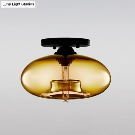Modernist Glass Flush Ceiling Light Fixture - Oblong Shape 1 Sky Blue/Amber/Smoke Gray/Coffee 11’