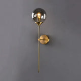 Modernist Glass Round Sconce Lamp: 1-Light Wall Mounted Light In Gold For Living Room Smoke Gray