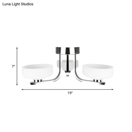 Modernist Glass Semi Flushmount Ceiling Light - 3 Head Chrome Led Fixture