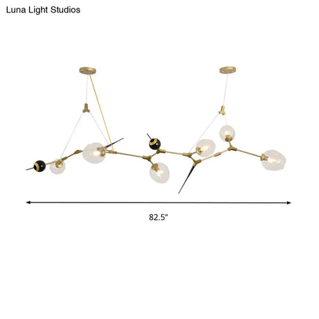 Modernist Gold Chandelier With Bubble Clear Glass Shades - 6/10 Lights Suspension Pendant