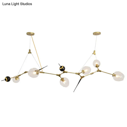Modernist Gold Chandelier With Bubble Clear Glass Shades - 6/10 Lights Suspension Pendant