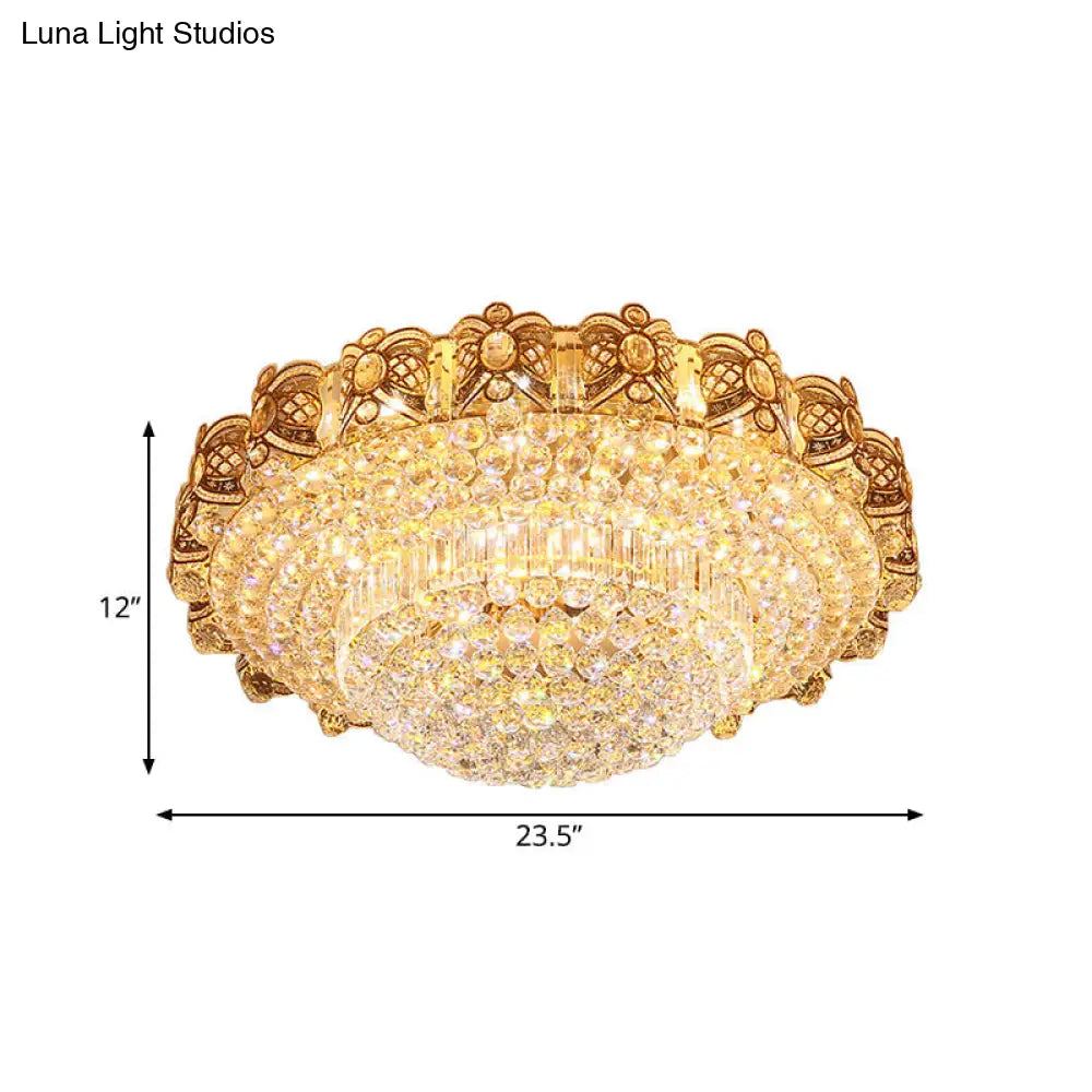 Modernist Gold Crystal Led Flush Ceiling Light: Multi-Tier Mount Fixture