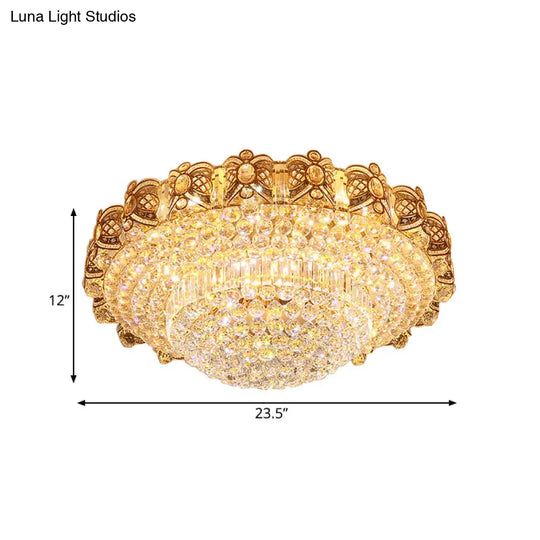 Modernist Gold Crystal Led Flush Ceiling Light: Multi - Tier Mount Fixture