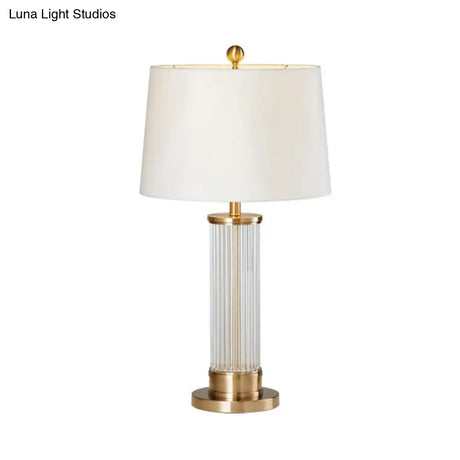 Modernist Gold Desk Lamp With Beveled Crystal Shade - Small 1 Bulb Task Lighting