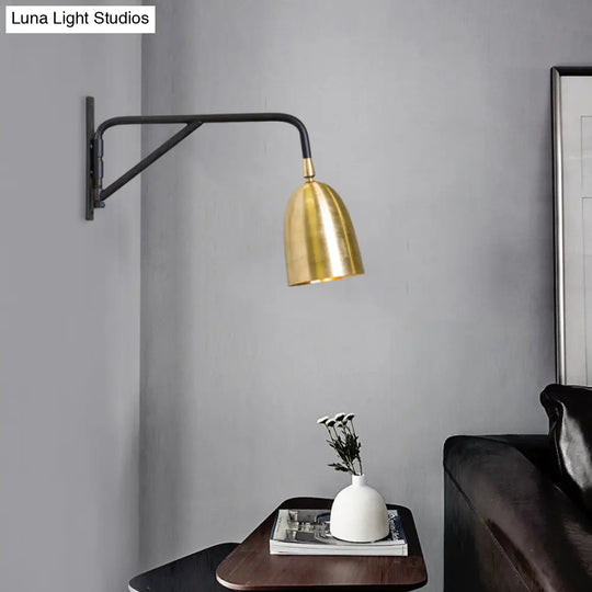 Modernist Gold Dome Wall Lamp - 1 Light Mounted Lighting For Living Room