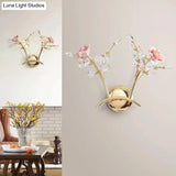 Modernist Gold K9 Crystal Wall Sconce - 2-Light Hallway Mounted Fixture