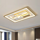 Modernist Gold Led Flush Mount Light Fixture - Rectangle Metallic Lamp 35.5’/43’ Long