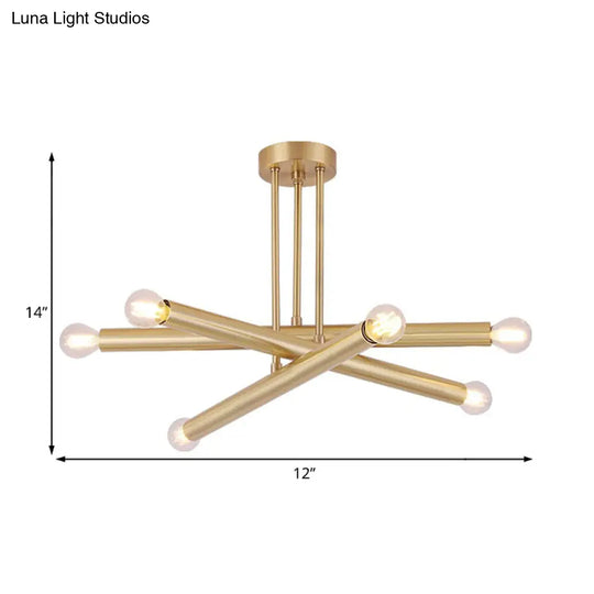 Modernist Gold Metal Bedroom Pendant Chandelier with Multiple Lights Ceiling Hung Light Fixture Gold