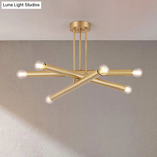 Modernist Gold Metal Bedroom Pendant Chandelier with Multiple Lights Ceiling Hung Light Fixture Gold