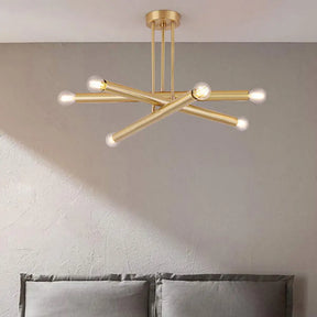 Modernist Gold Metal Bedroom Pendant Chandelier with Multiple Lights Ceiling Hung Light Fixture Gold