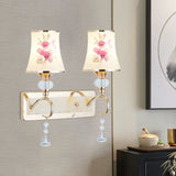 Modernist Gold Wall Mount Lamp With Arced Painted Glass Shade For Bedroom Lighting 2 /