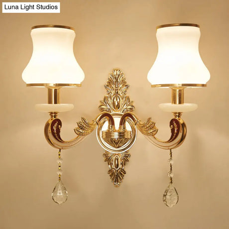 Modernist Gold Wall Sconce With Glass Shade - Elegant Living Room Fixture