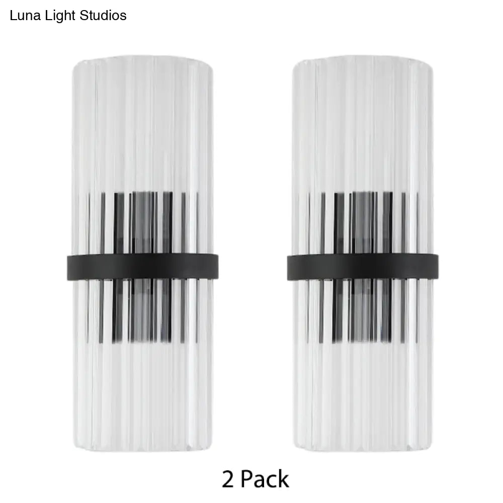 Modernist Half-Light Pipe Wall Sconce Lamp: Metal & Crystal Black Finish Perfect For Dining Room