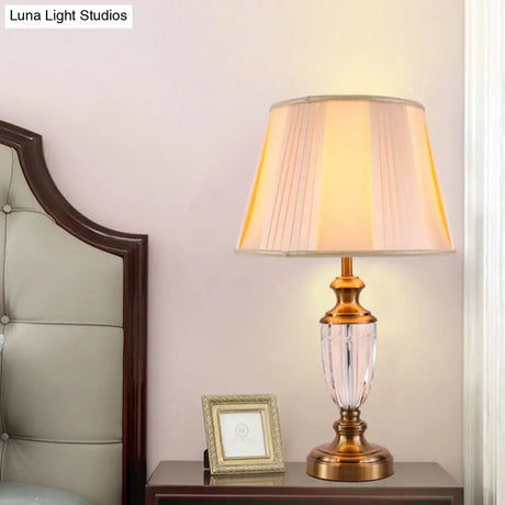 Modernist Hand-Cut Crystal Urn Task Light With 1 Head Beige Finish
