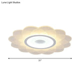 Modernist Led Acrylic Flush Mount Ceiling Light - White Blossom Flower Design In Warm/White