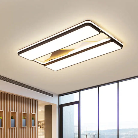 Modernist Led Black Flush Mount Ceiling Light In Warm/White 16.5’/20.5’/35.5’ Wide / 35.5’ White