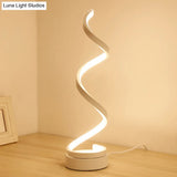 Modernist Led Desk Light: White Spiral Task Lighting With Acrylic Shade In White/Warm Light
