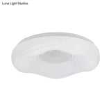 Modernist Led Flush Light With Acrylic White Flower Shade In White/Warm Available 15’/19’ Widths