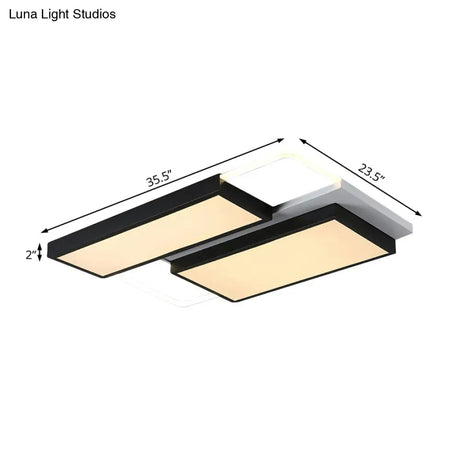 Modernist Led Flush Mount Lamp Black & White 21.5’/35.5’ Wide Metal Ceiling Fixture For Living