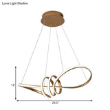 Modern Led Pendant Chandelier With Gold Spiral Design And Acrylic Shade In Multiple Light Colors