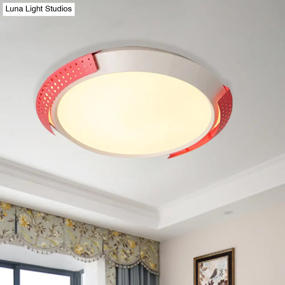 Modernist Led Pink/Gold Round Metal Ceiling Fixture With Hollow Design 16’/19.5’/23.5’ W Pink / 16’
