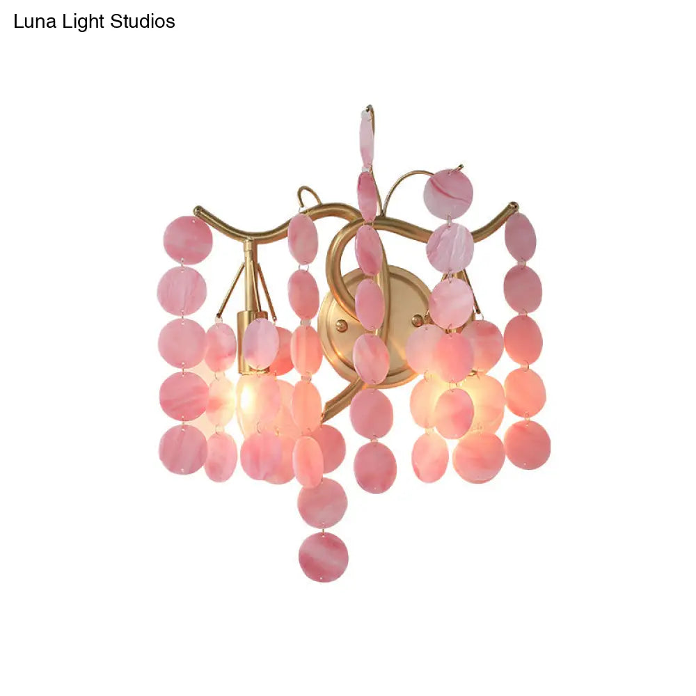 Modernist Metal 2-Head Wall Light Fixture In Brass With Crystal Deco - Bedroom Sconce Lighting