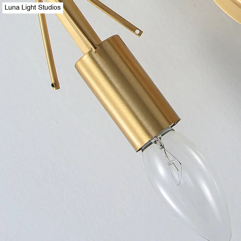 Modernist Metal 2-Head Wall Light Fixture In Brass With Crystal Deco - Bedroom Sconce Lighting